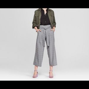 Wide leg paper bag pants